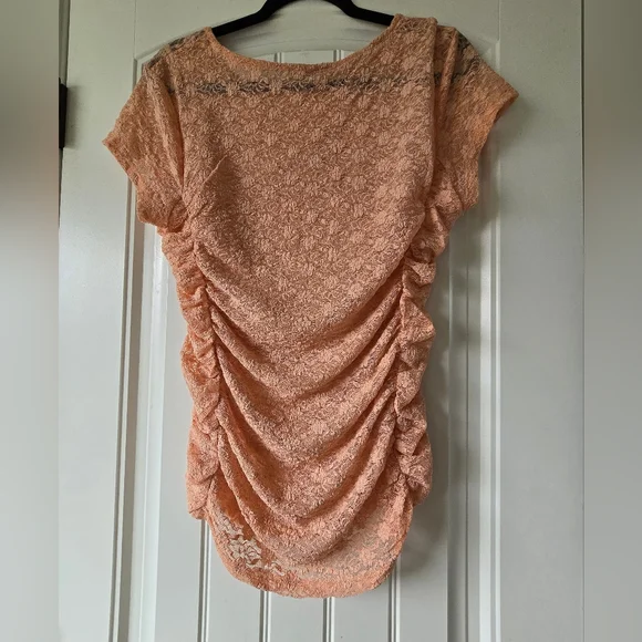 Free People Intimately Keep It Simple Lace Ruched Top Y2k Coral Blush XL NWT - Picture 11 of 12